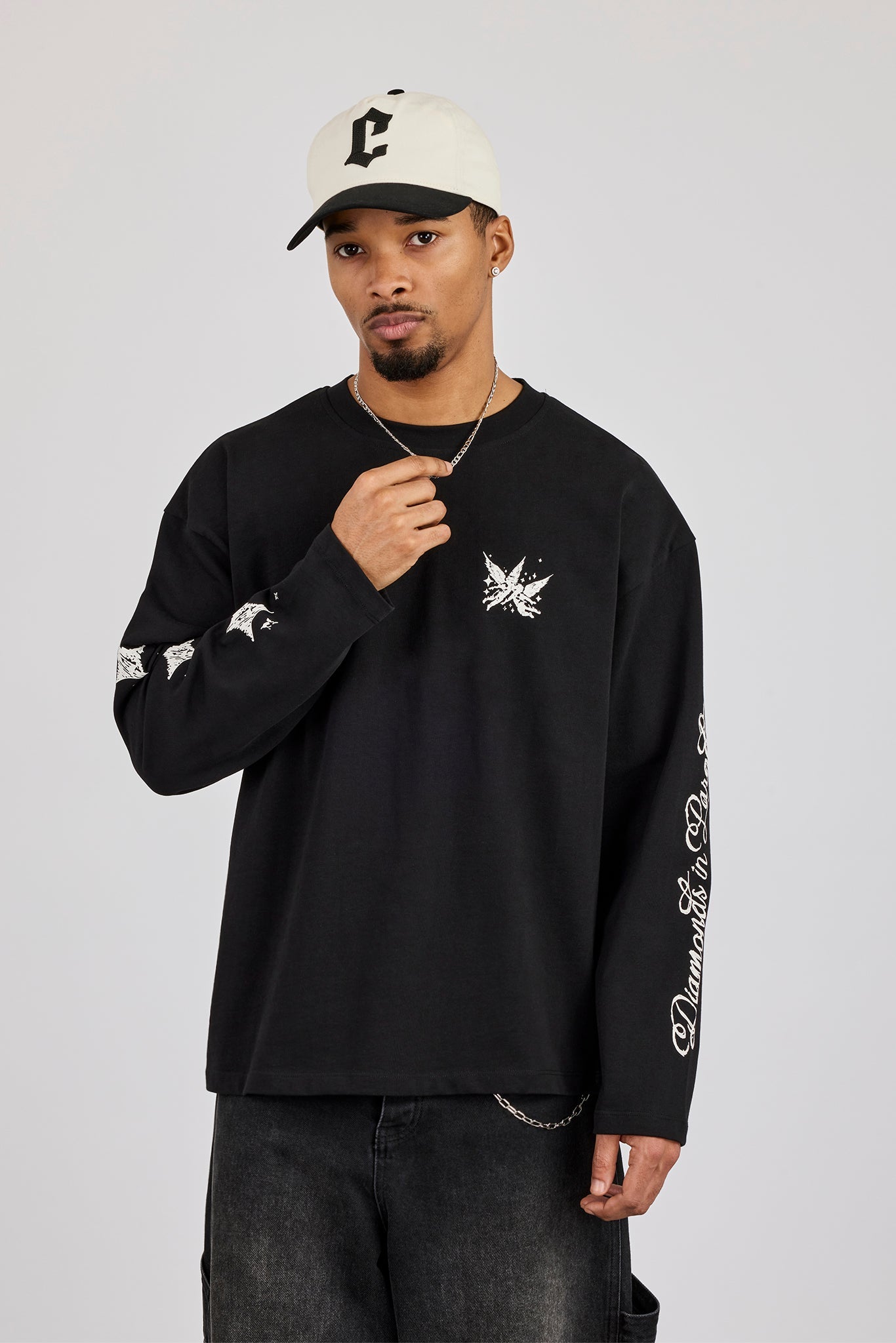 Long Sleeve Diamonds In Paradise T-Shirt - Black